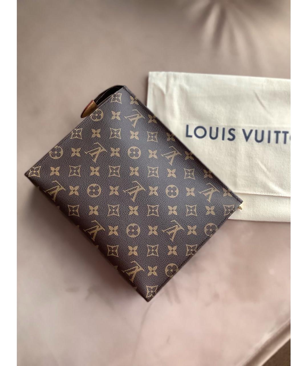 LOUIS VUITTON Коричневая косметичка, фото 4