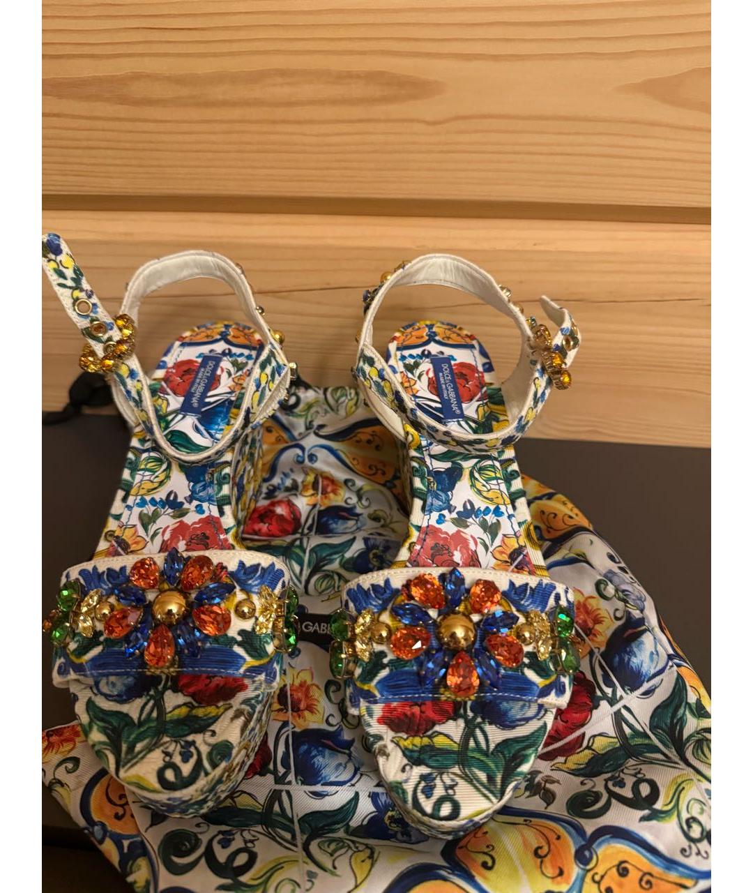 DOLCE&GABBANA Мульти текстильные босоножки, фото 2
