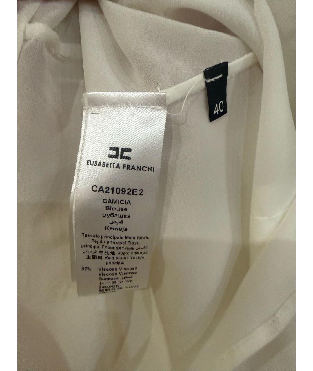 ELISABETTA FRANCHI Белая вискозная блузы, фото 6