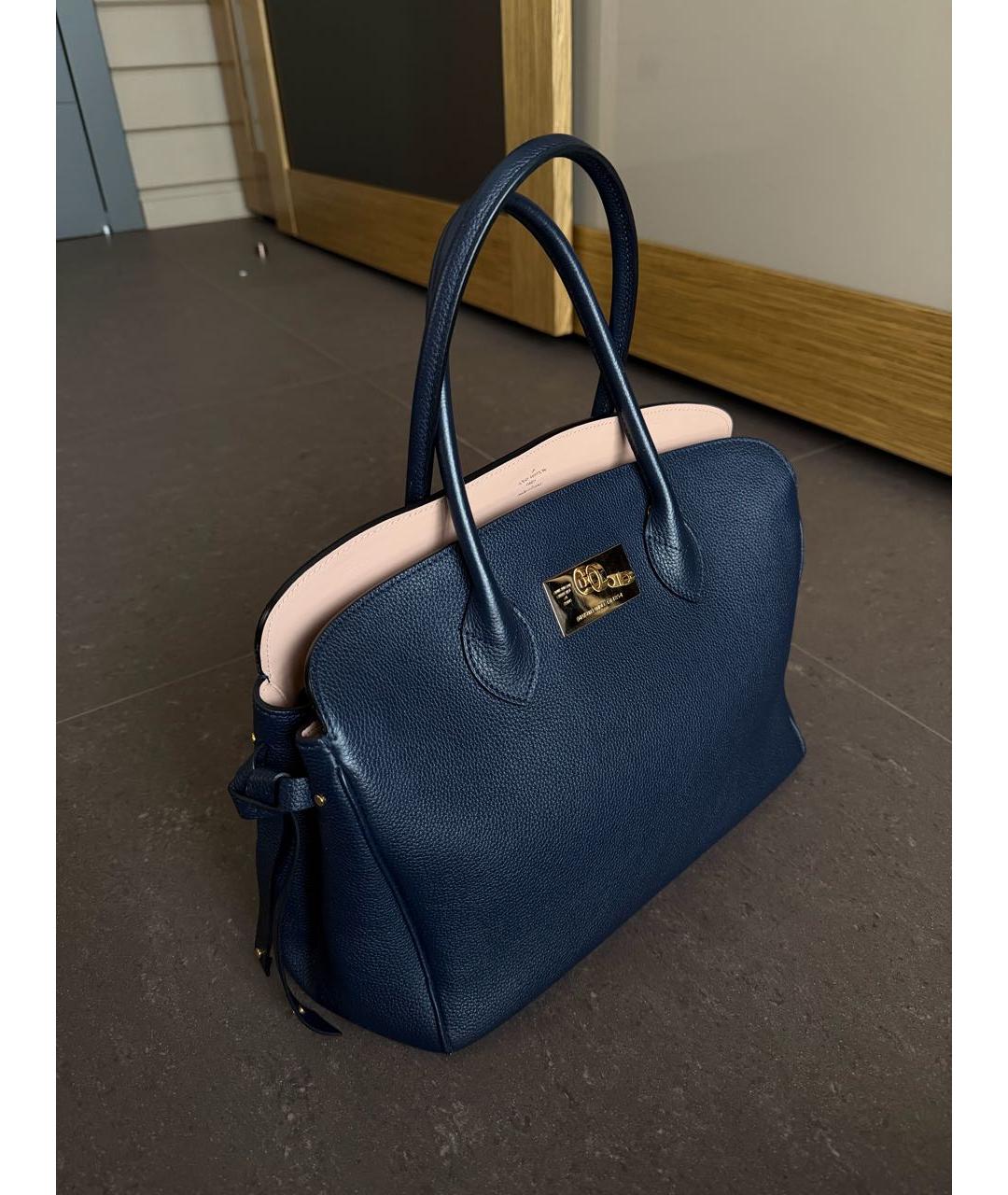 LOUIS VUITTON Темно-синяя кожаная сумка тоут, фото 2