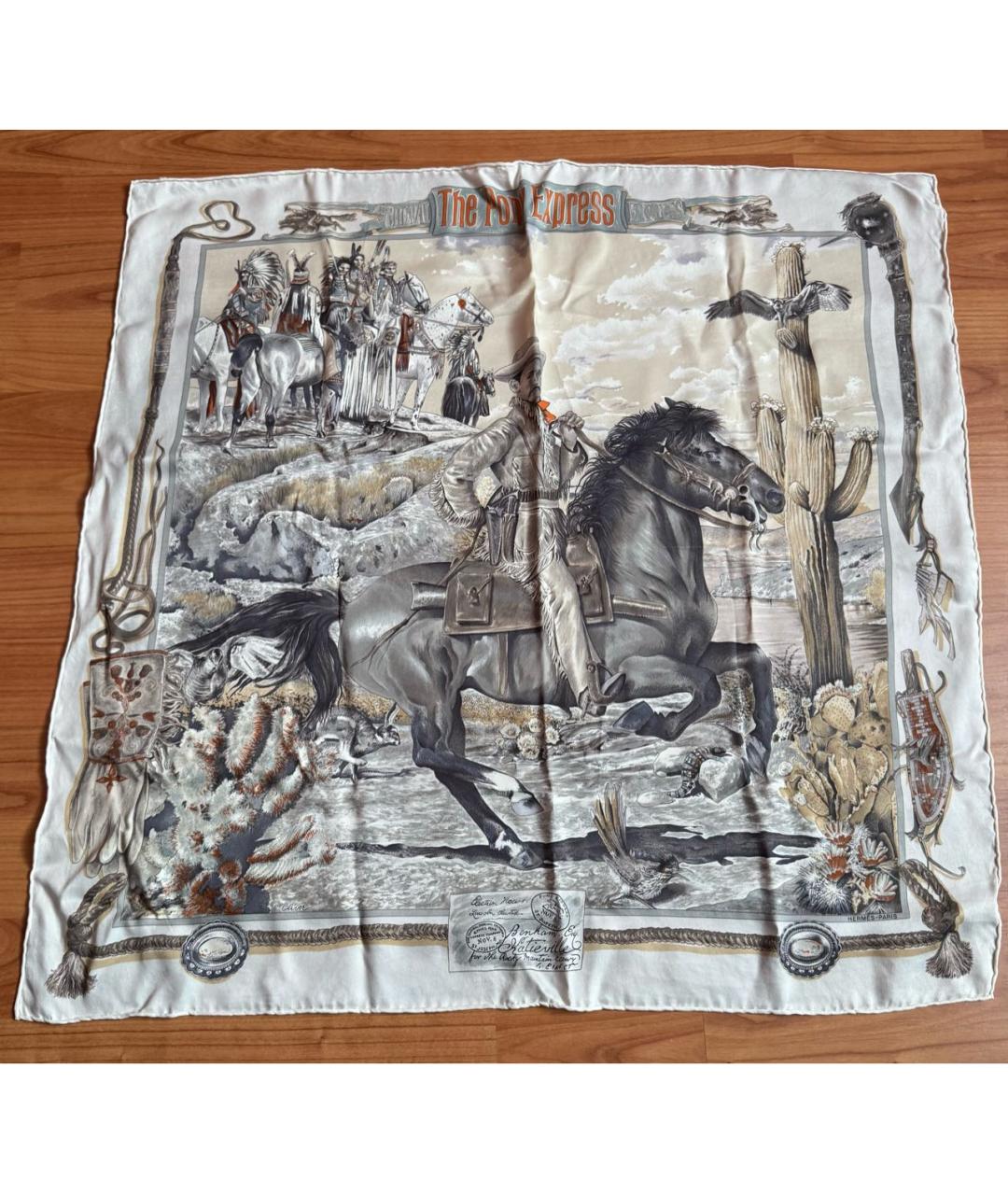 HERMES Мульти шелковый платок, фото 5