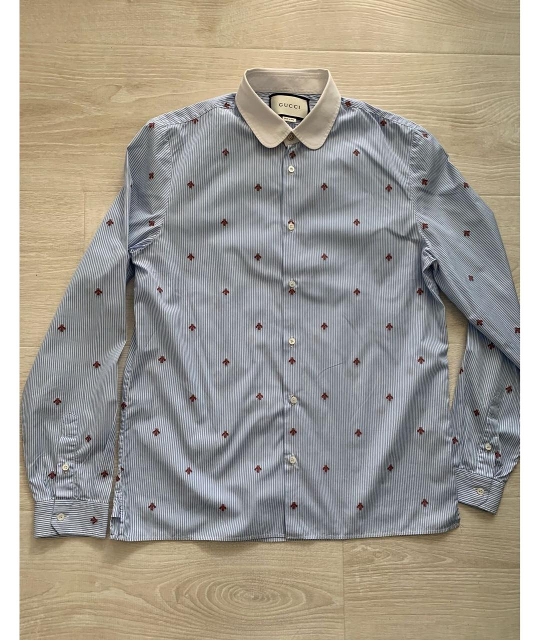 GUCCI Голубая хлопковая классическая рубашка, фото 7
