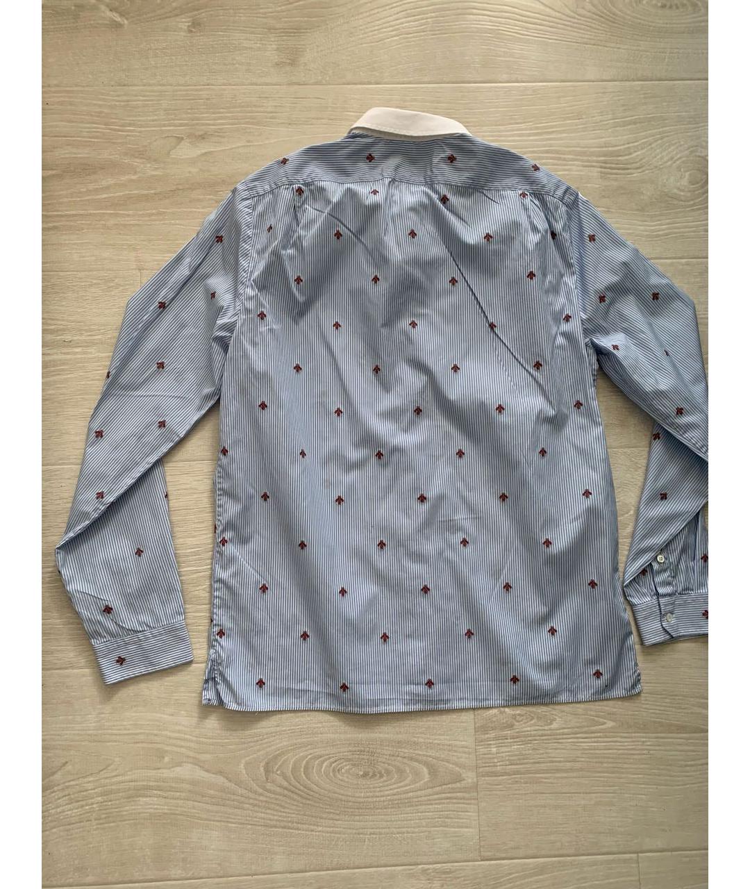 GUCCI Голубая хлопковая классическая рубашка, фото 2