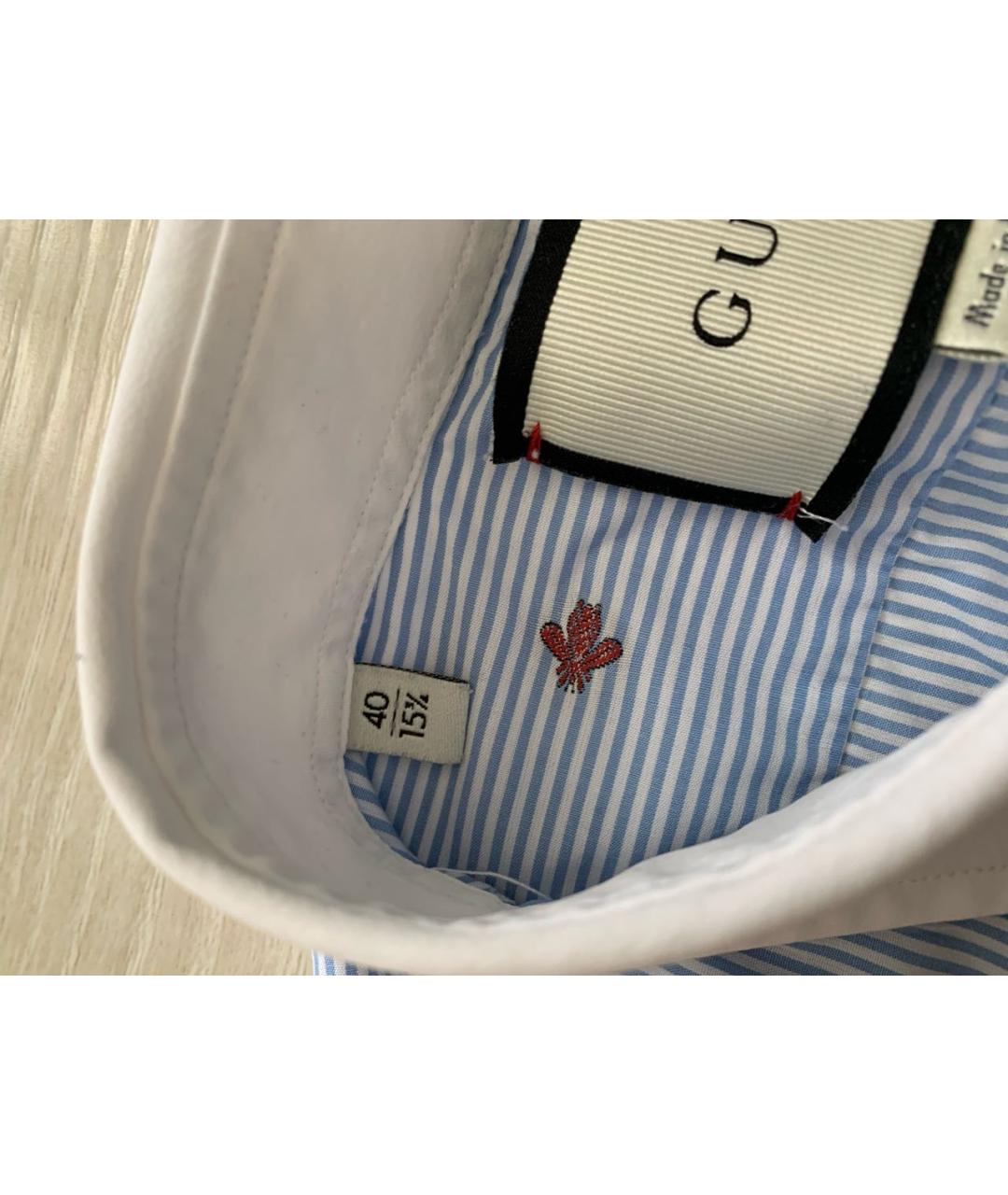 GUCCI Голубая хлопковая классическая рубашка, фото 5