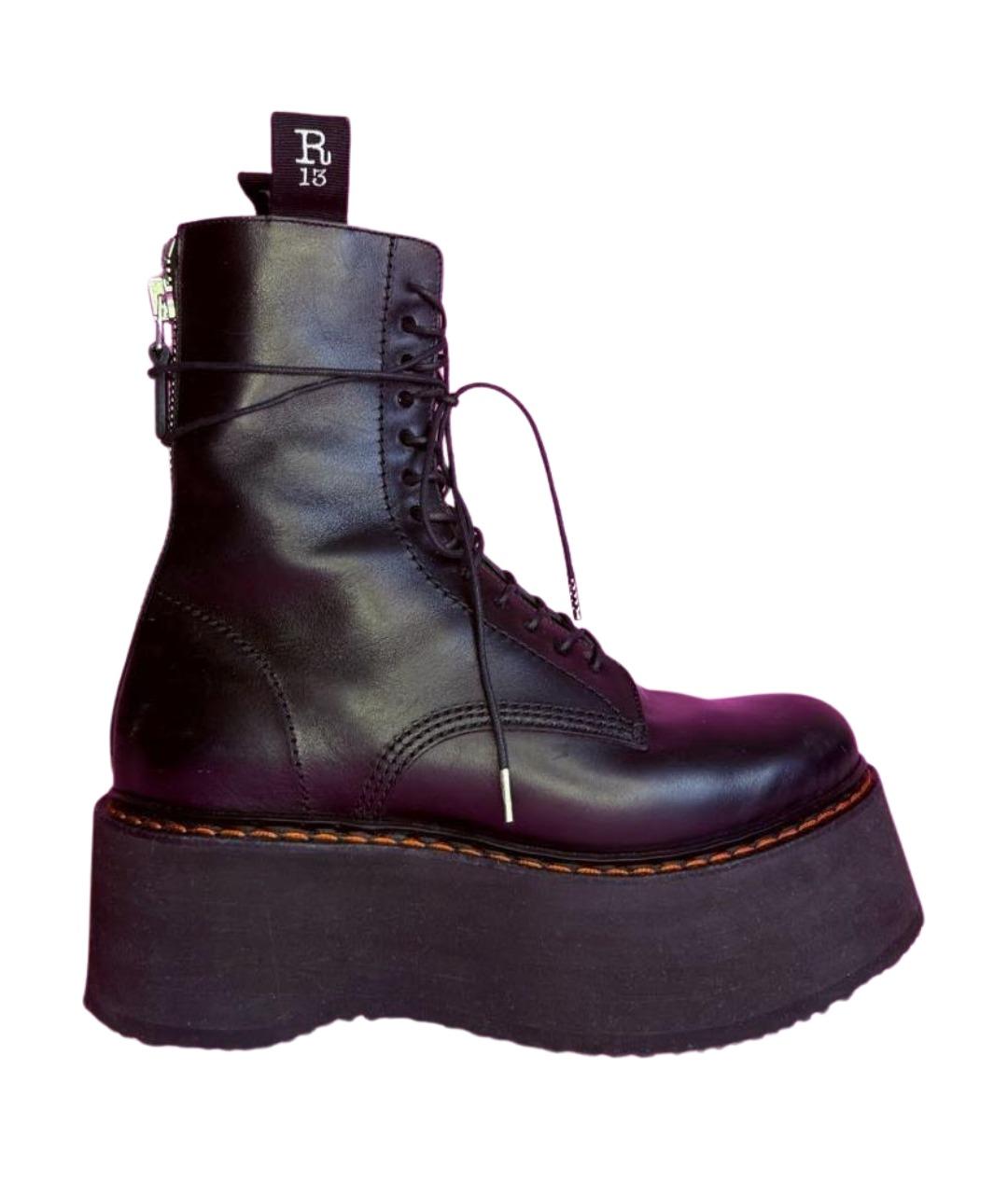 R13 Черные кожаные ботинки, фото 1