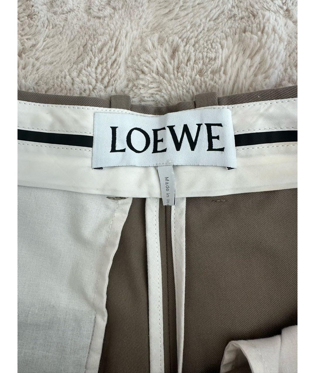 LOEWE Хаки хлопковые брюки широкие, фото 3