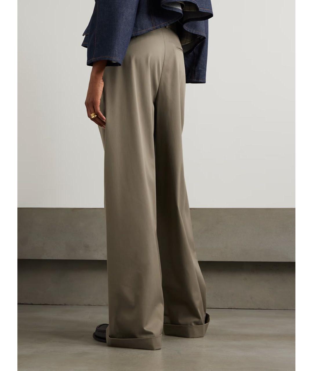 LOEWE Хаки хлопковые брюки широкие, фото 2