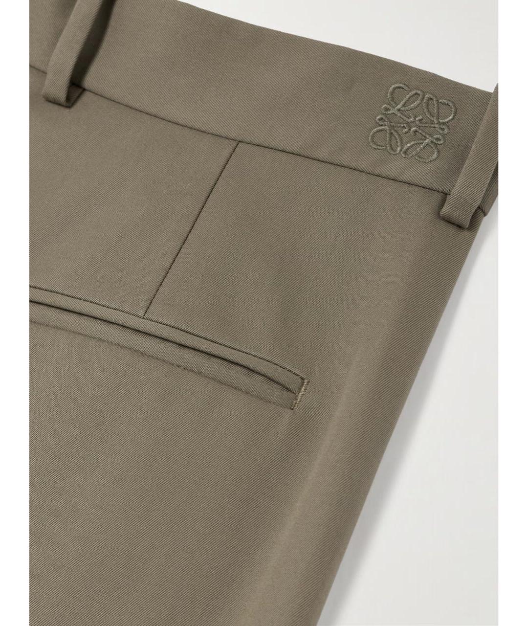 LOEWE Хаки хлопковые брюки широкие, фото 4