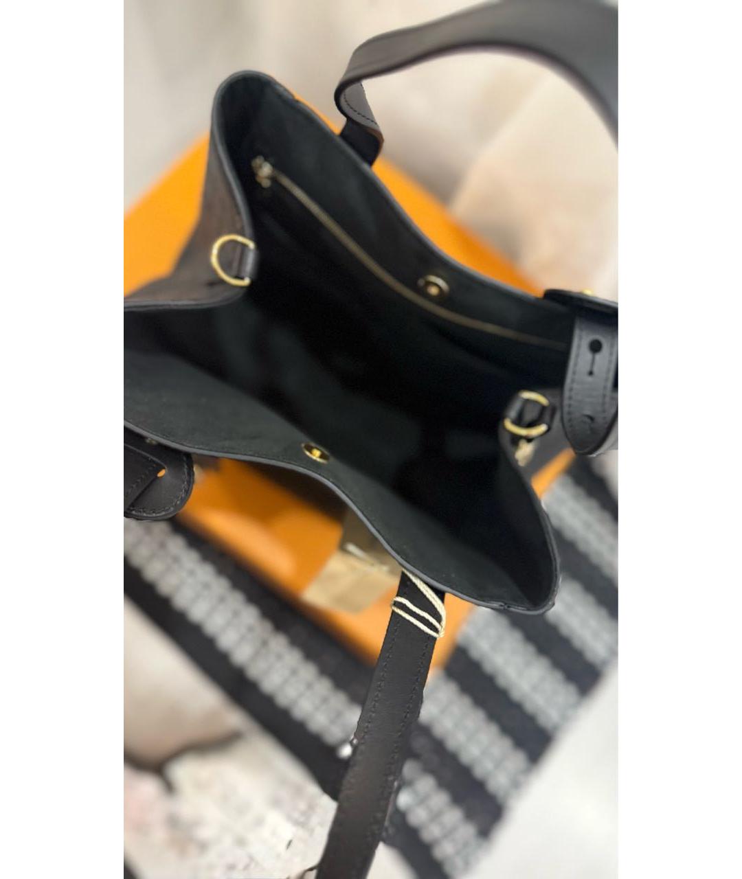 LOUIS VUITTON Черная кожаная сумка тоут, фото 4