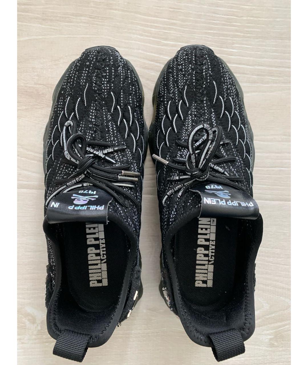 PHILIPP PLEIN Черные текстильные низкие кроссовки / кеды, фото 4