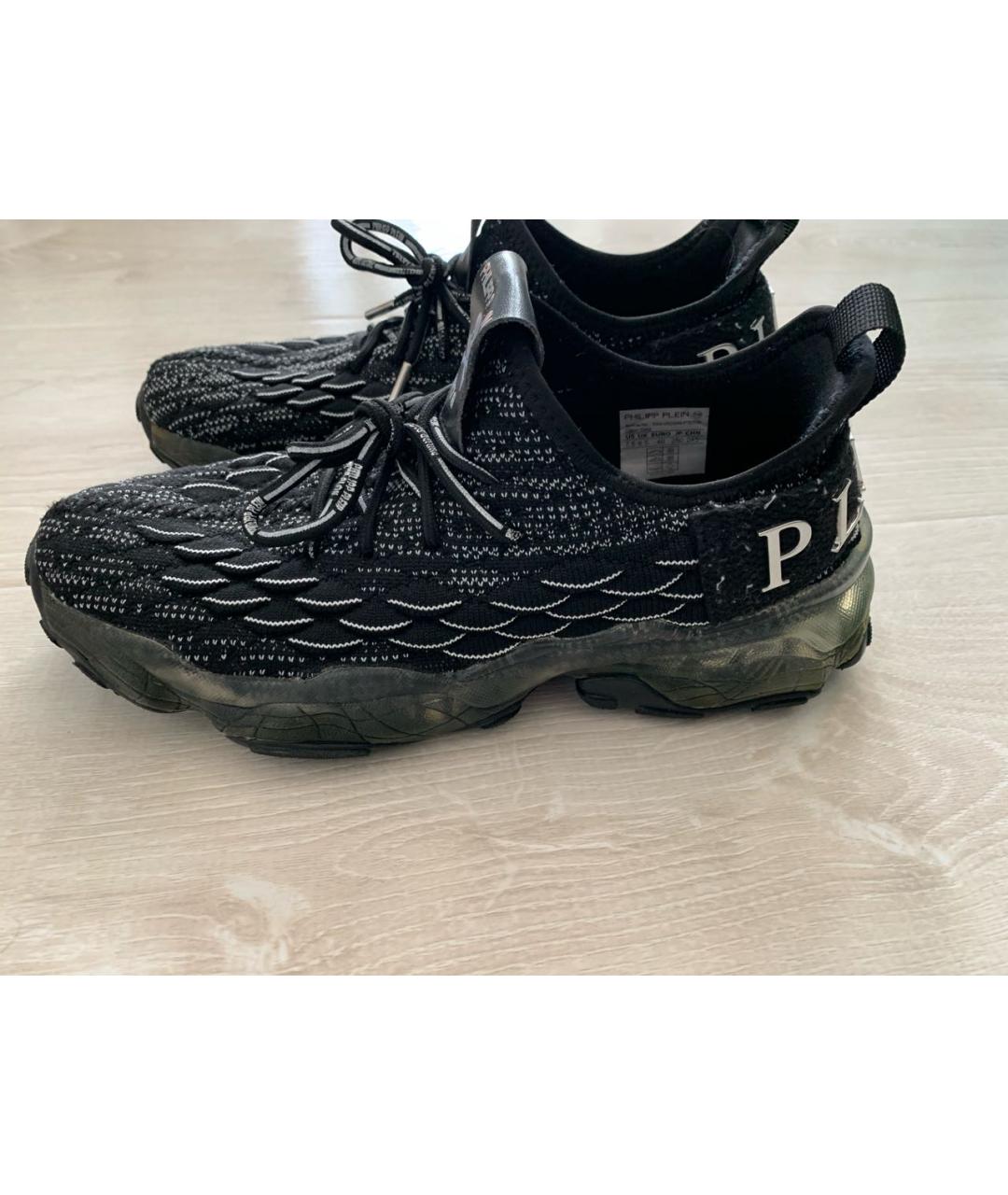 PHILIPP PLEIN Черные текстильные низкие кроссовки / кеды, фото 9