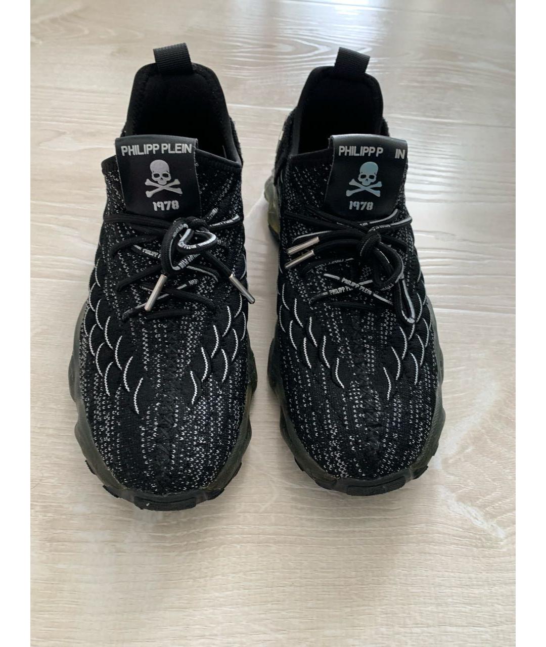 PHILIPP PLEIN Черные текстильные низкие кроссовки / кеды, фото 3