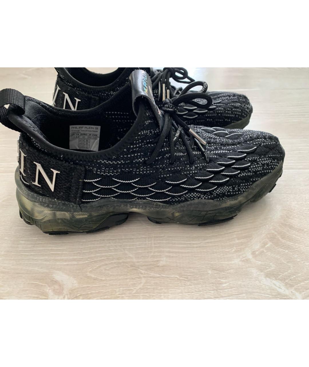 PHILIPP PLEIN Черные текстильные низкие кроссовки / кеды, фото 2