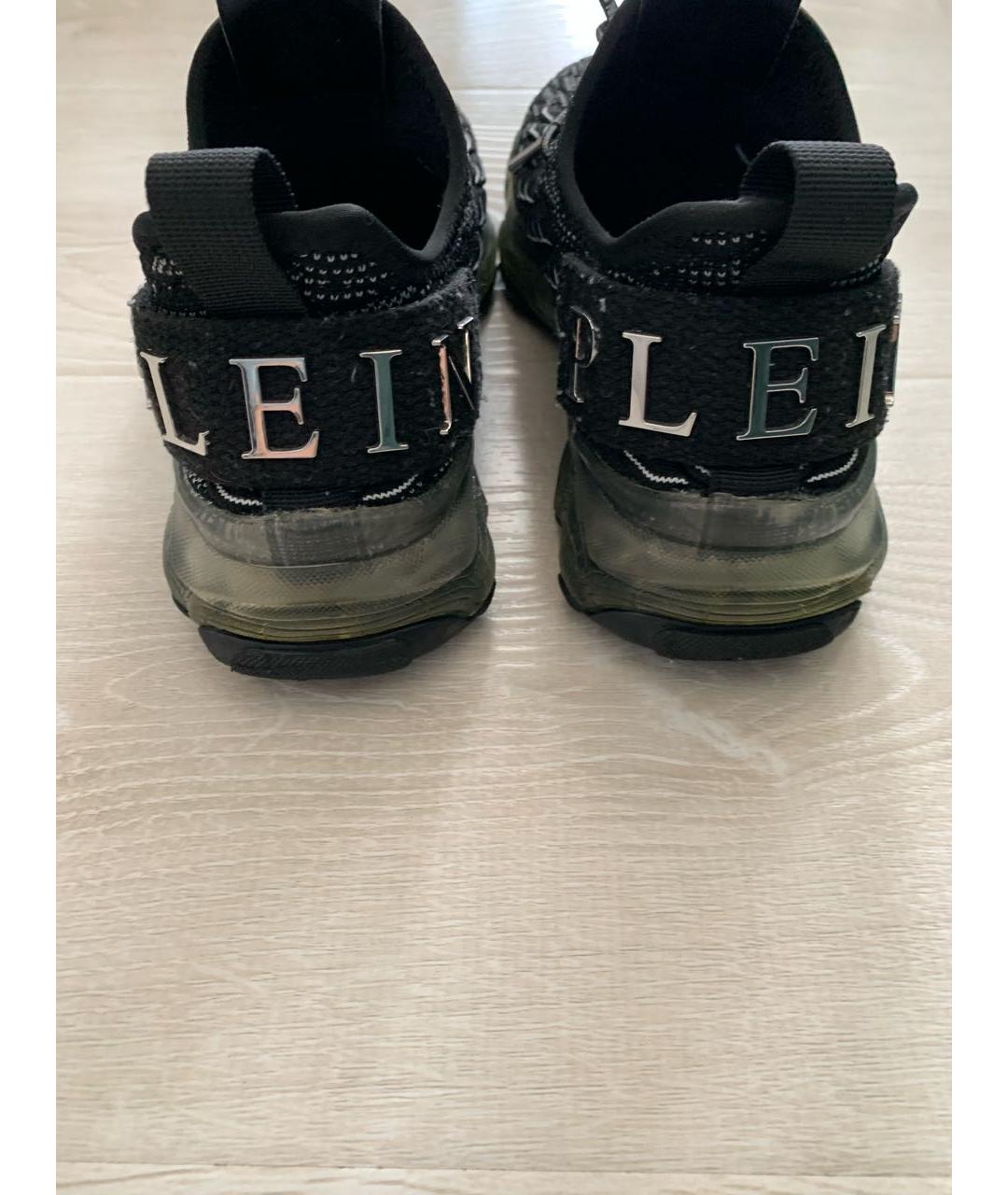 PHILIPP PLEIN Черные текстильные низкие кроссовки / кеды, фото 5