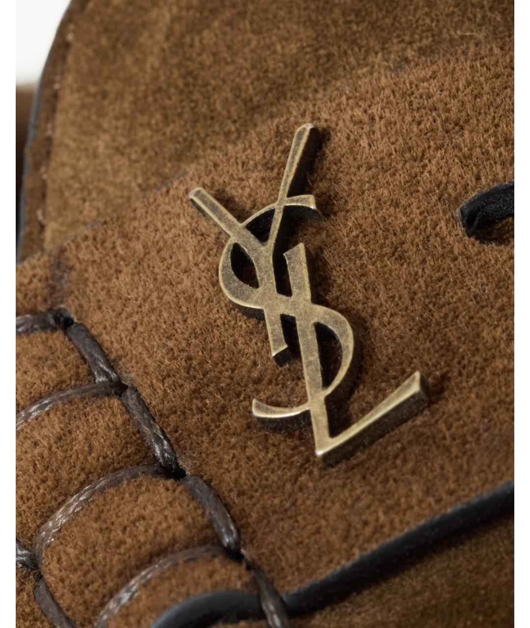 SAINT LAURENT Коричневые замшевые мюли, фото 4