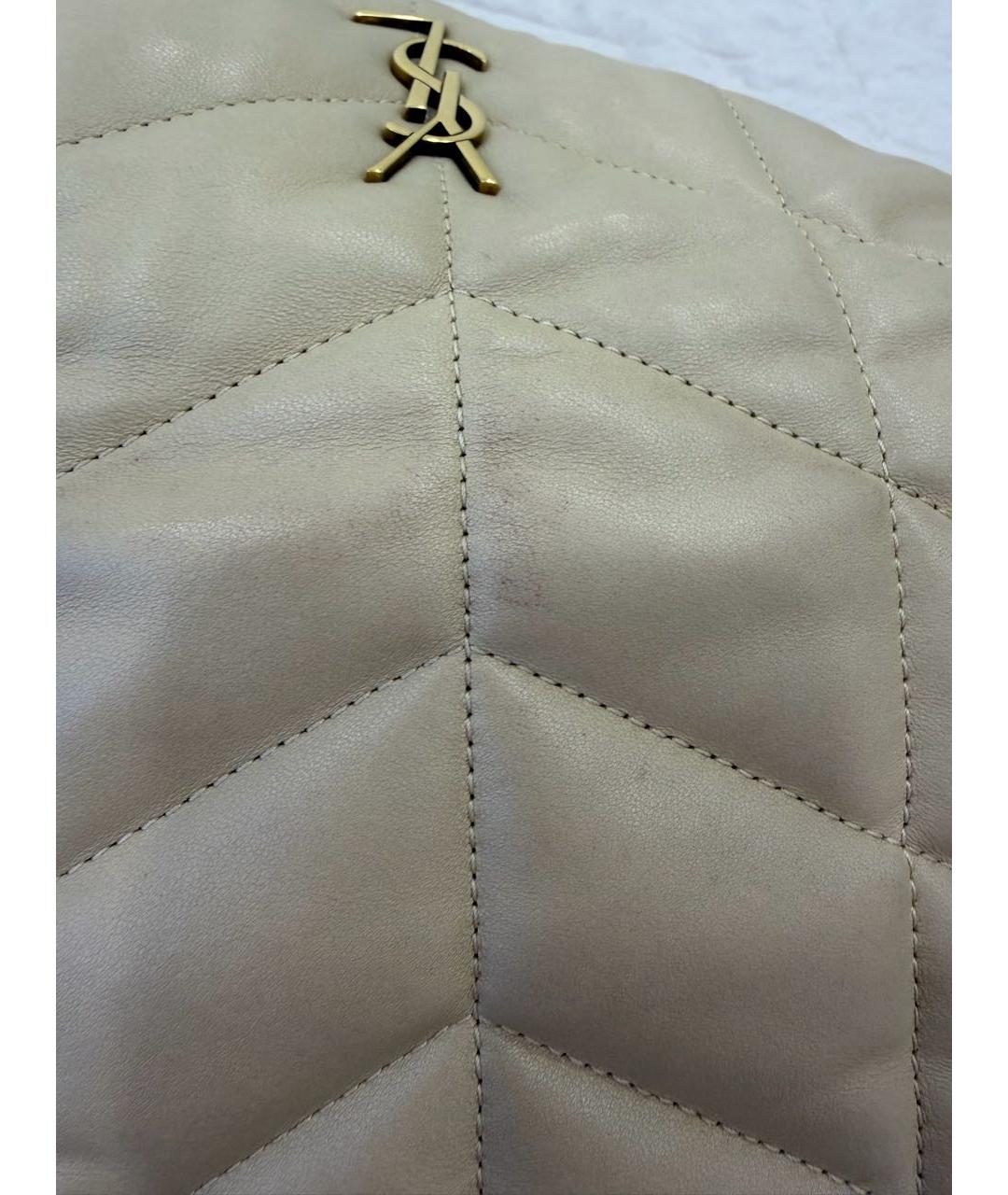 SAINT LAURENT Бежевая кожаная сумка через плечо, фото 8