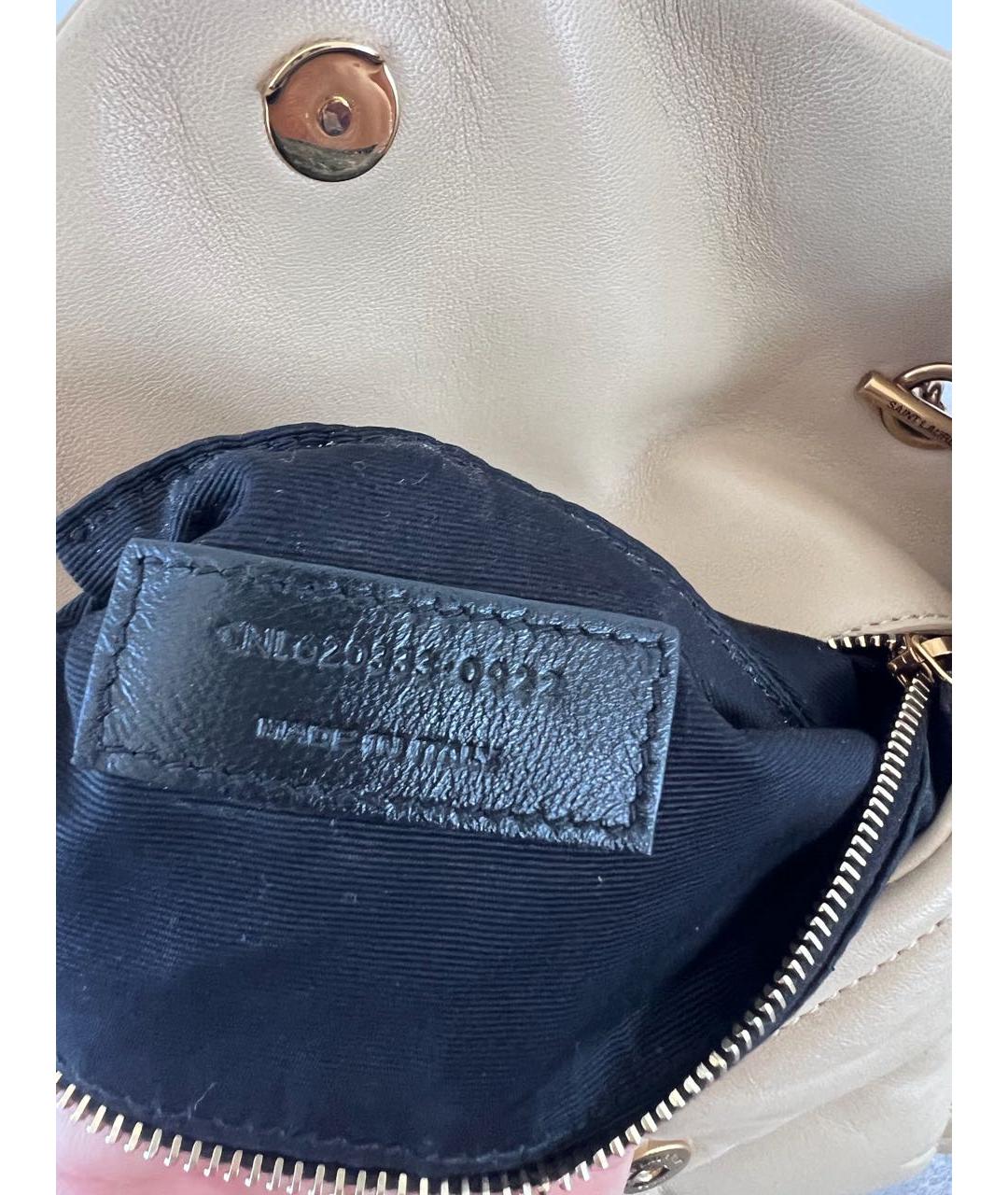 SAINT LAURENT Бежевая кожаная сумка через плечо, фото 4