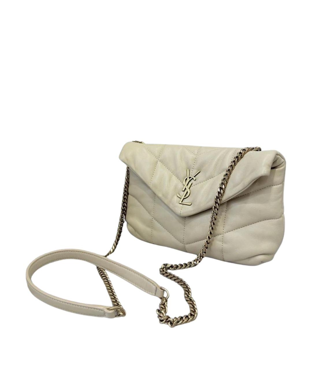 SAINT LAURENT Бежевая кожаная сумка через плечо, фото 1