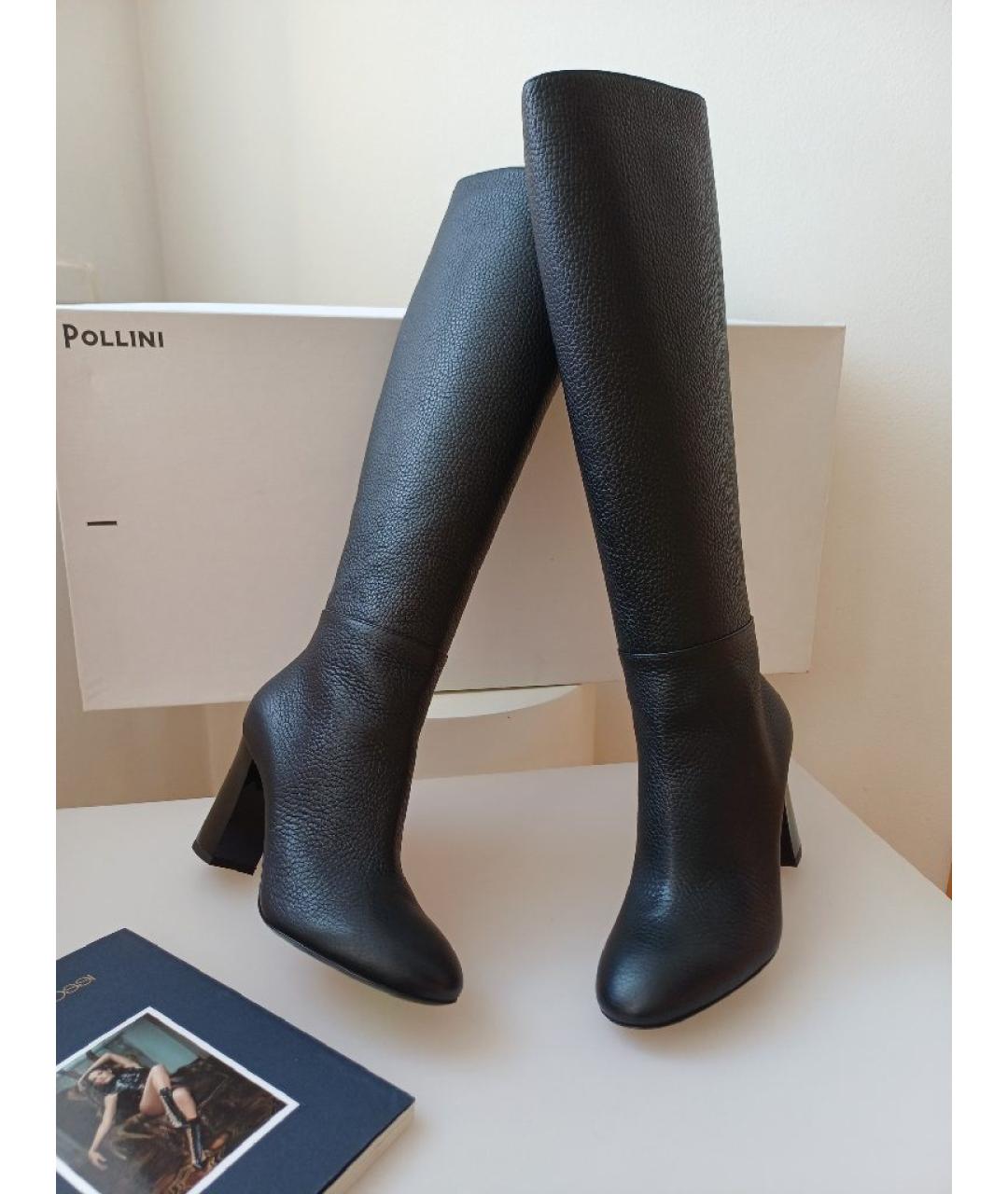POLLINI Черные кожаные сапоги, фото 5
