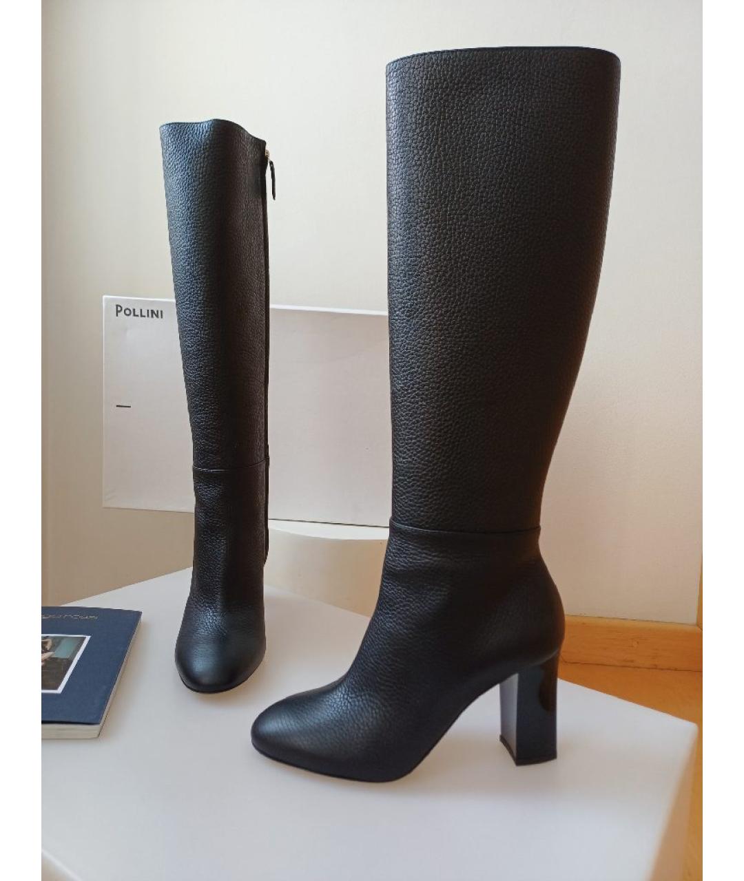POLLINI Черные кожаные сапоги, фото 8