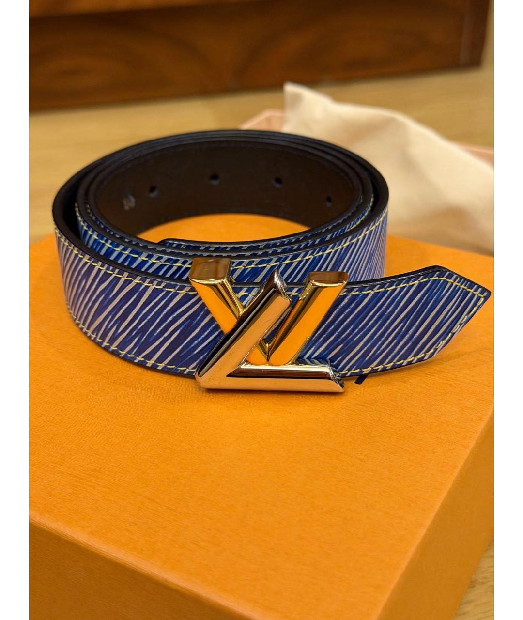 LOUIS VUITTON Синий кожаный ремень, фото 5