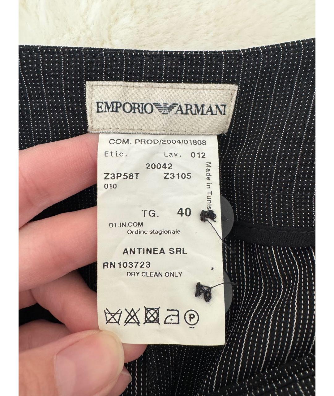 EMPORIO ARMANI Черные полиэстеровые брюки широкие, фото 3