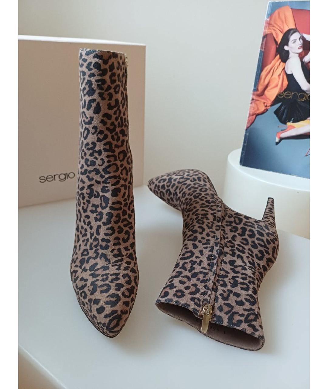 SERGIO ROSSI Коричневые замшевые ботильоны, фото 3