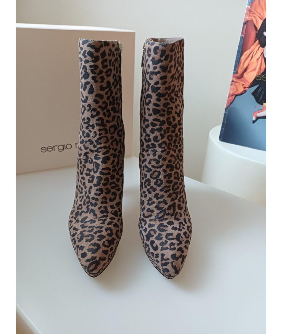 SERGIO ROSSI Коричневые замшевые ботильоны, фото 7