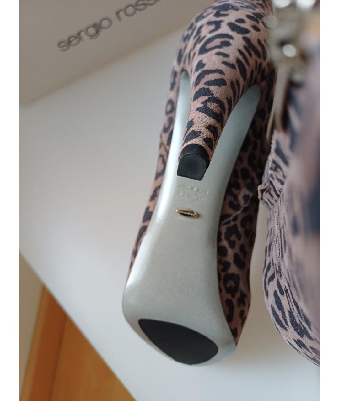 SERGIO ROSSI Коричневые замшевые ботильоны, фото 9