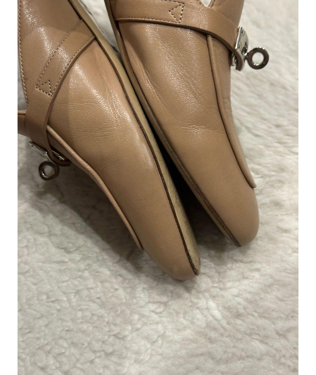 HERMES Бежевые кожаные мюли, фото 5