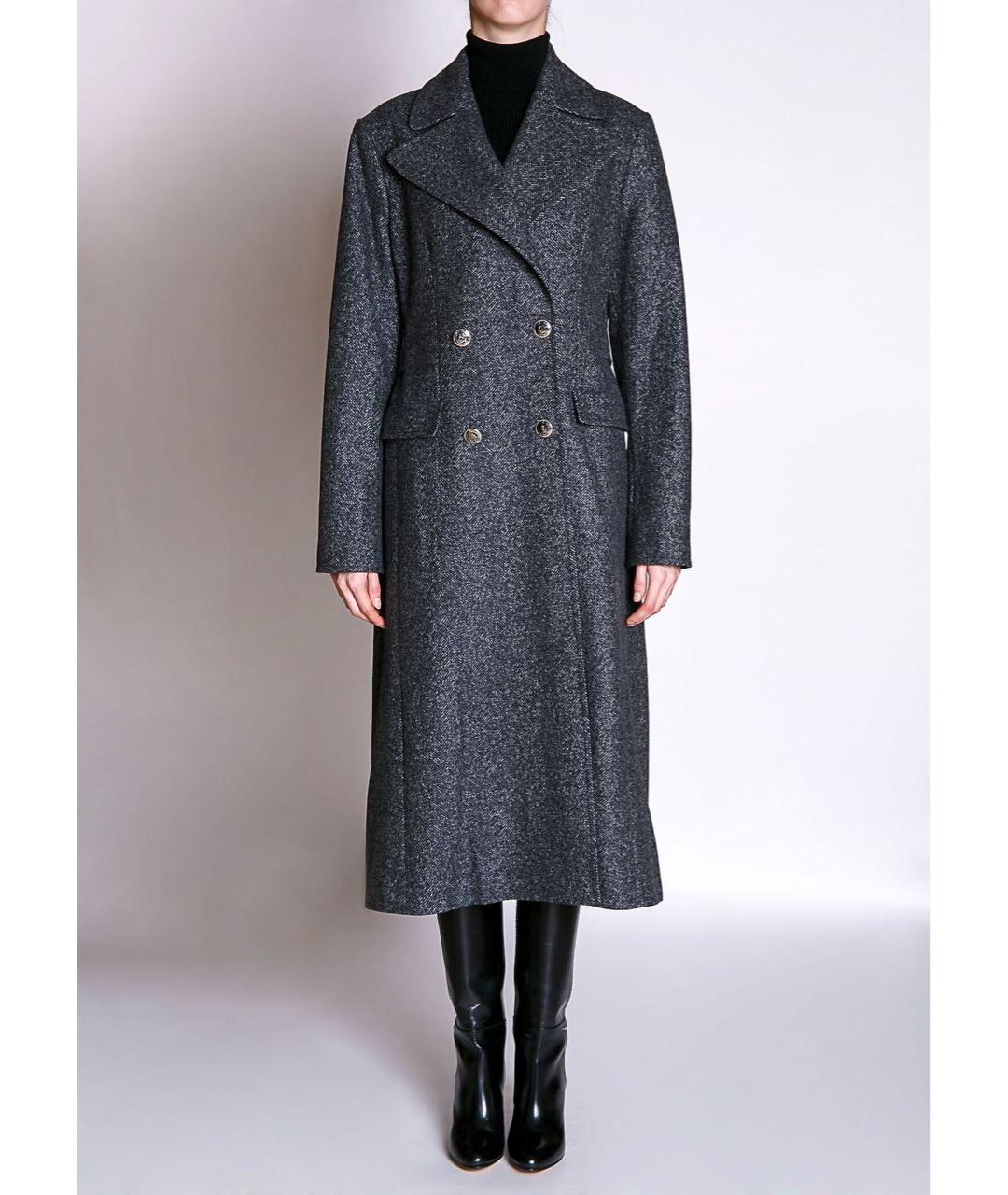 ALBERTA FERRETTI Антрацитовое шерстяное пальто, фото 2