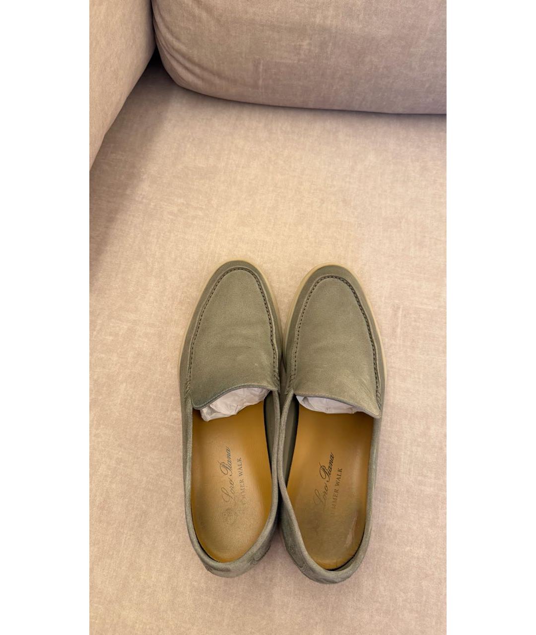 LORO PIANA Бежевые замшевые лоферы, фото 3