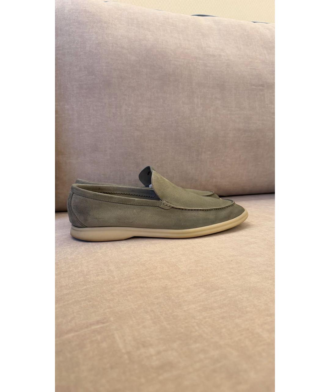 LORO PIANA Бежевые замшевые лоферы, фото 7