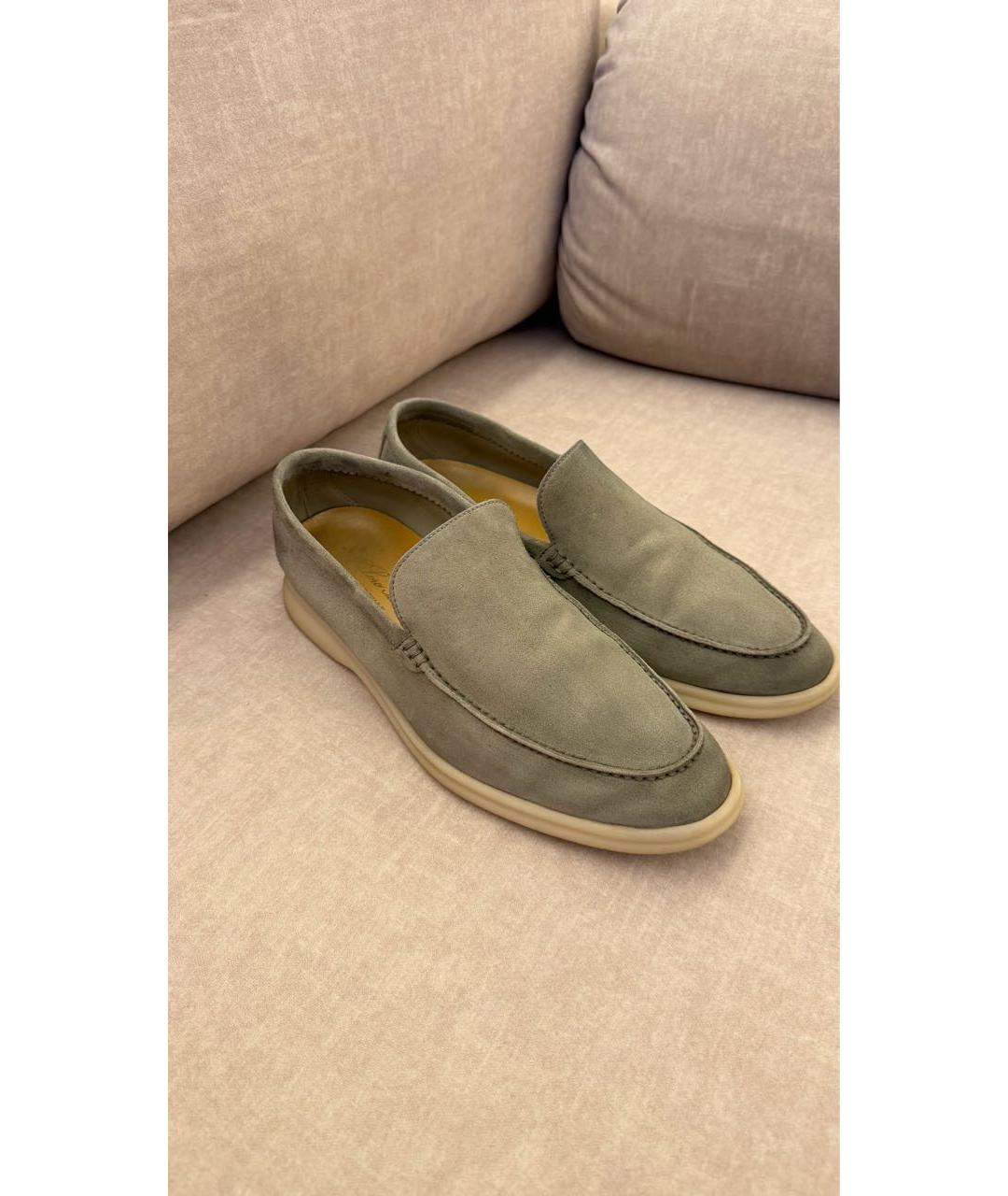 LORO PIANA Бежевые замшевые лоферы, фото 5