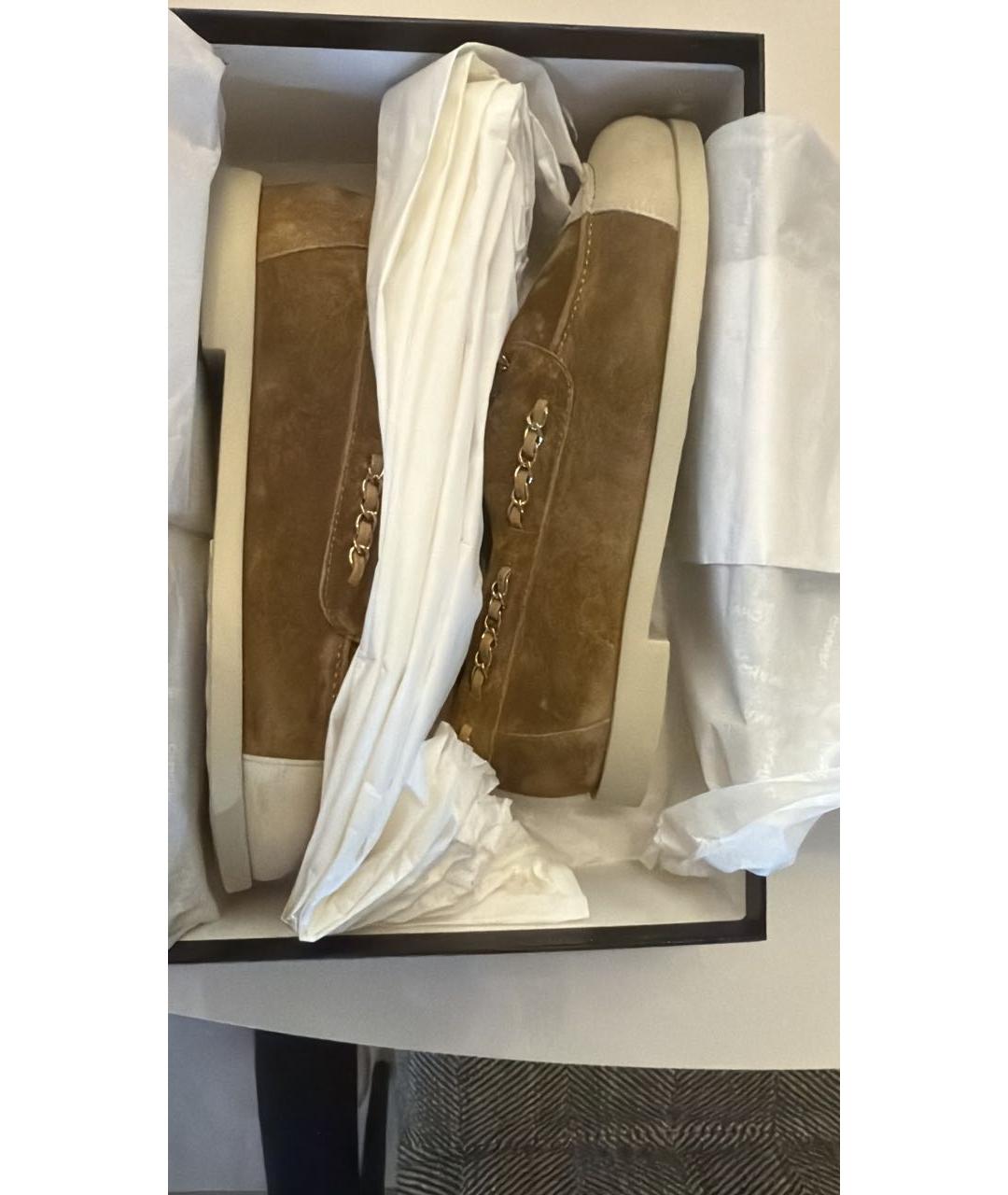 CHANEL Коричневые замшевые лоферы, фото 7