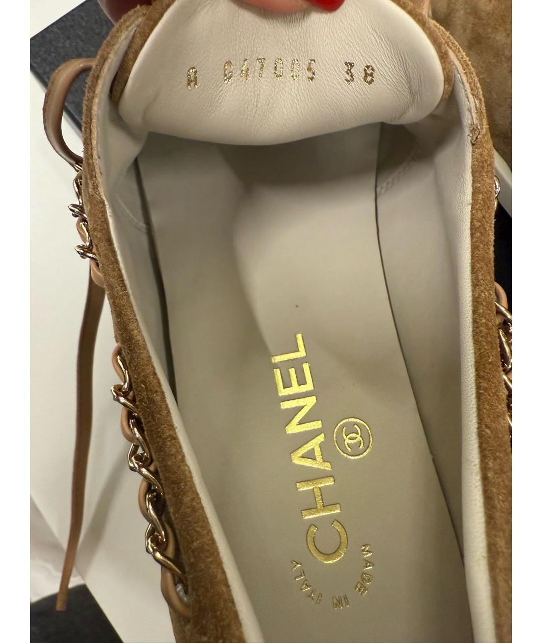 CHANEL Коричневые замшевые лоферы, фото 4