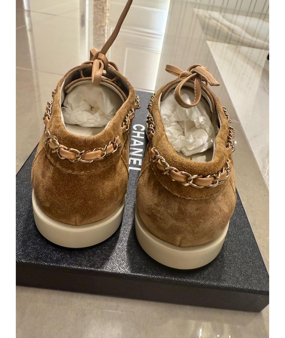 CHANEL Коричневые замшевые лоферы, фото 3