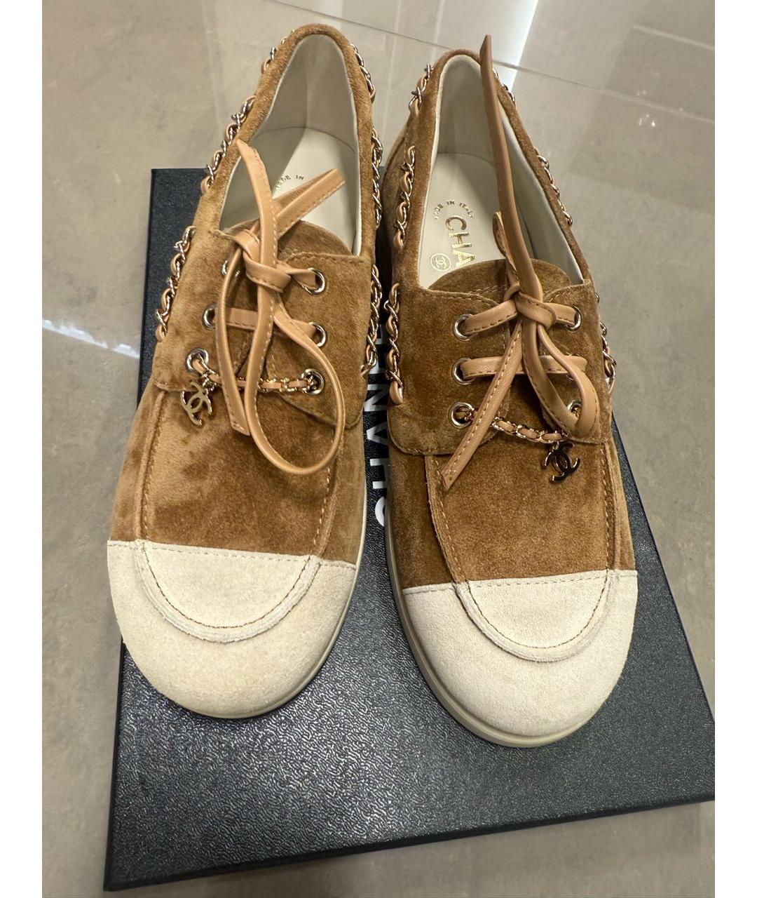 CHANEL Коричневые замшевые лоферы, фото 2