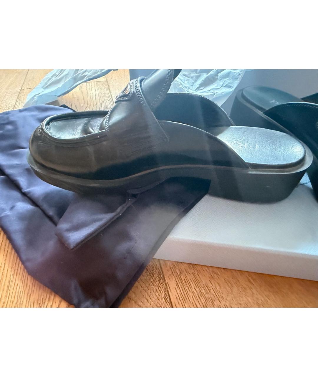 PRADA Черные кожаные мюли, фото 5