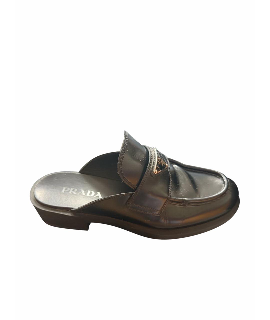 PRADA Черные кожаные мюли, фото 1