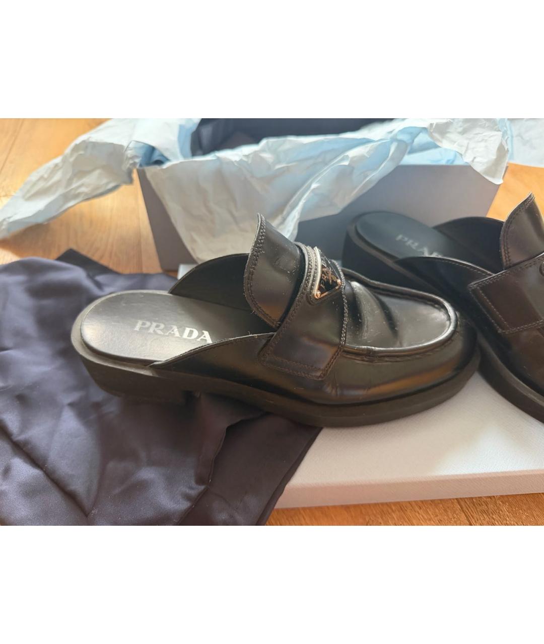 PRADA Черные кожаные мюли, фото 8