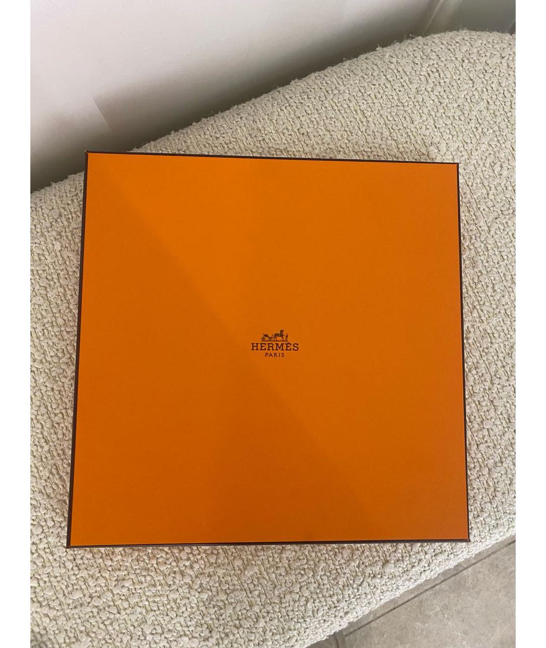 HERMES Бежевый шелковый платок, фото 6