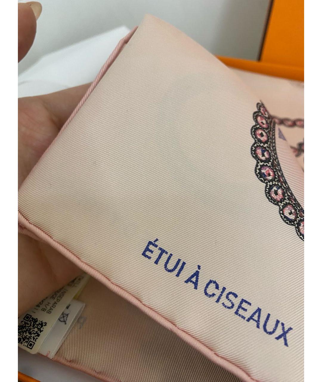 HERMES Бежевый шелковый платок, фото 3