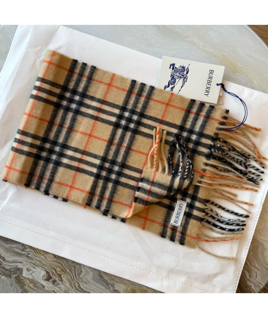 BURBERRY Бежевый кашемировый шарф, фото 9