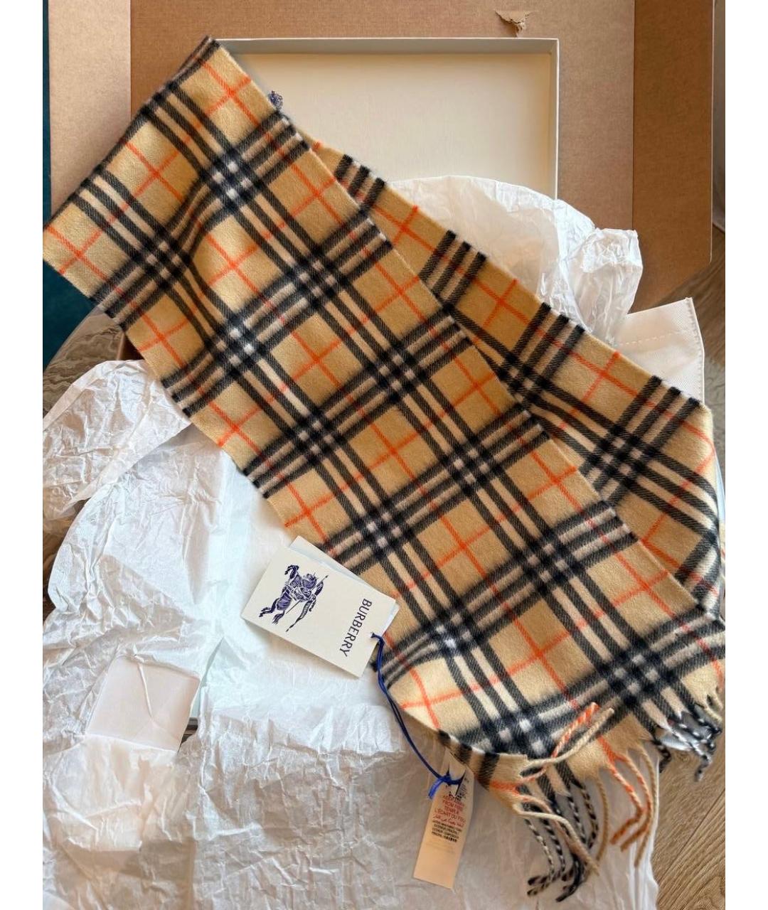 BURBERRY Бежевый кашемировый шарф, фото 7