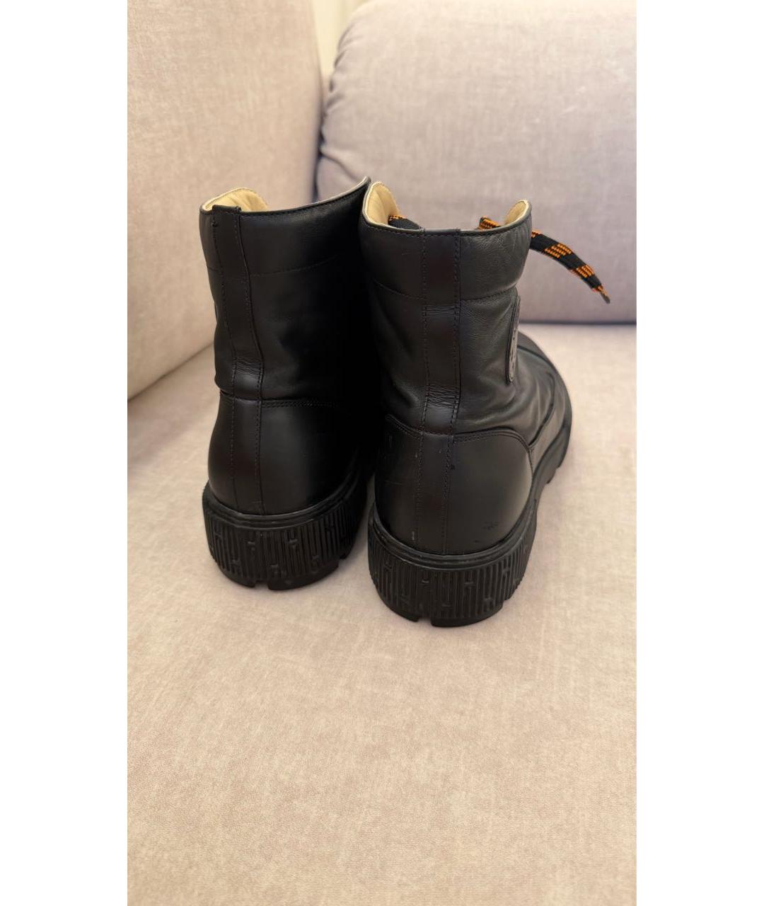 HERMES Черные кожаные высокие ботинки, фото 4