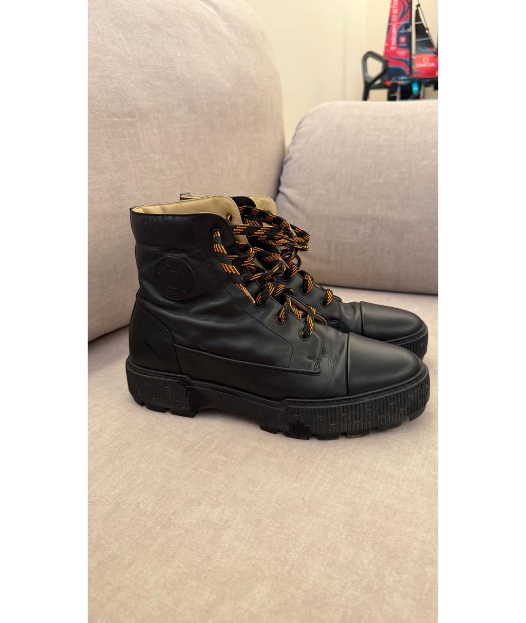 HERMES Черные кожаные высокие ботинки, фото 5