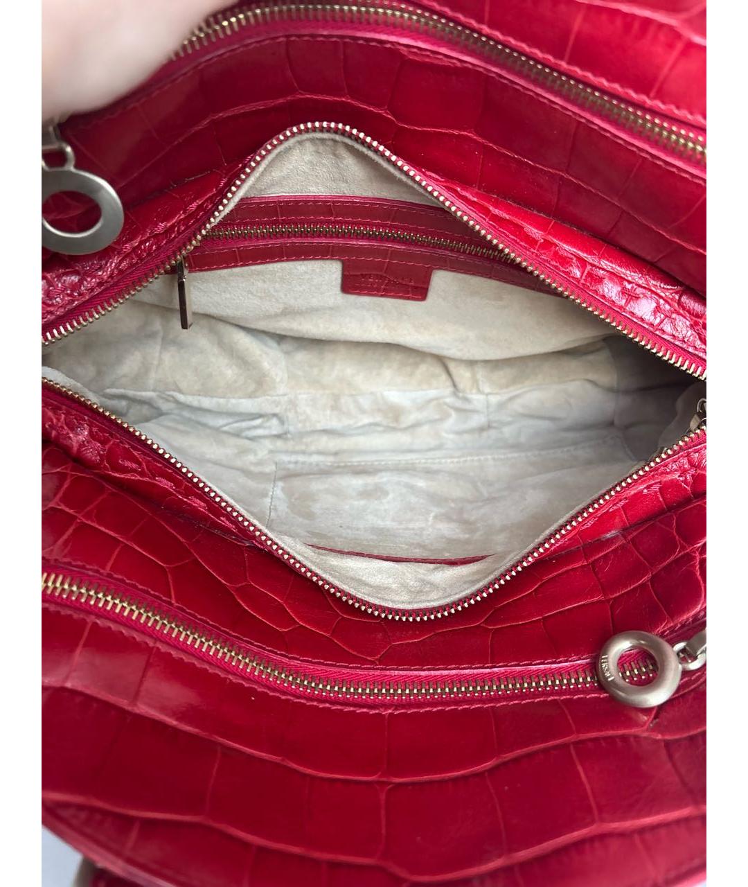 VERSACE Красная сумка с короткими ручками из экзотической кожи, фото 8