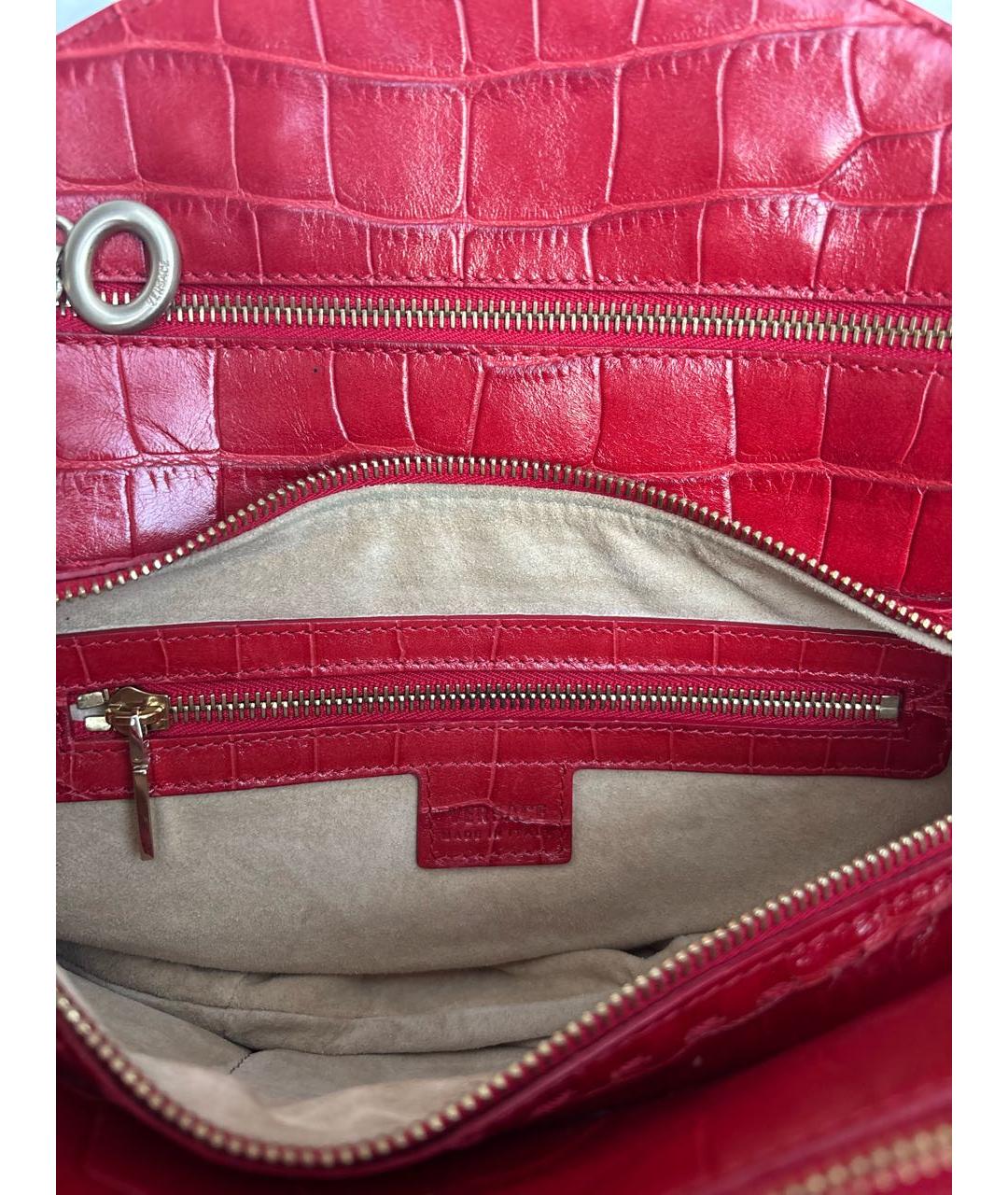 VERSACE Красная сумка с короткими ручками из экзотической кожи, фото 7