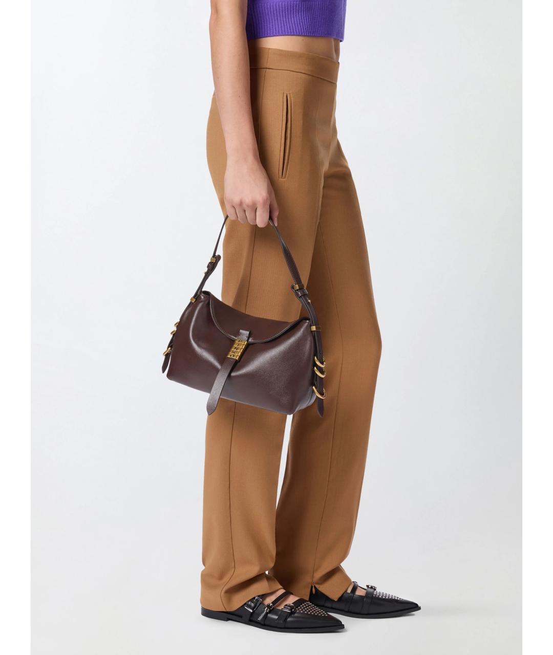 PINKO Коричневая кожаная сумка через плечо, фото 7